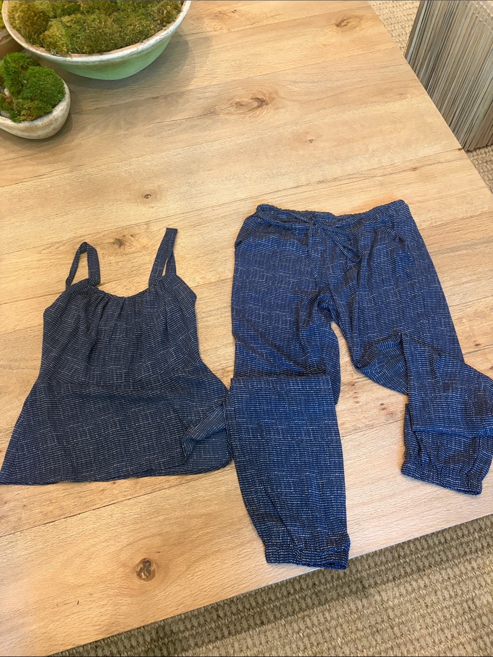 CAbi Navy Blue Drawstring Jogger Pants #403 and #414 top size 2 pants size S